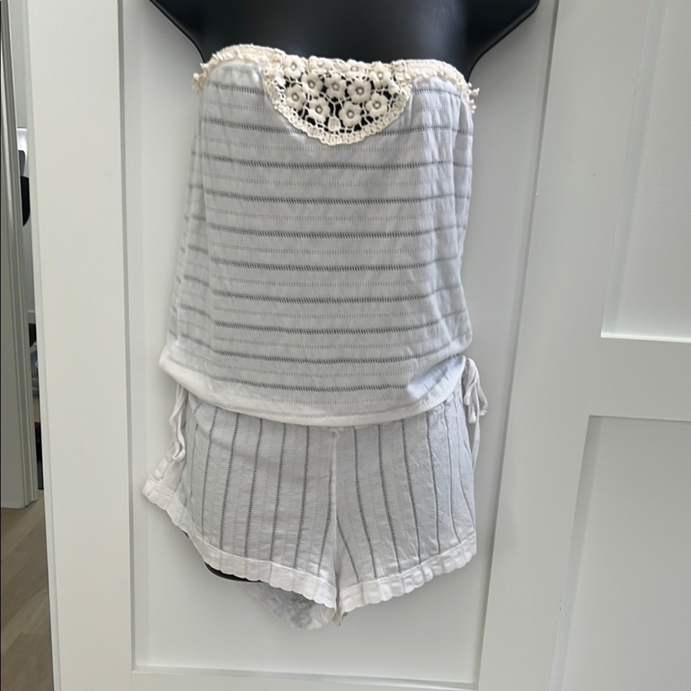 Lucky brand white striped romper